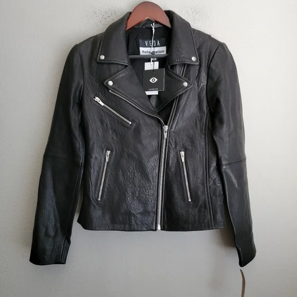 Reformation x Veda Bad Leather Jacket in Black size S NWT - Picture 2 of 7